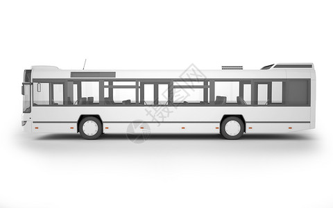 以白色背景 3D 插图模拟公交车货运汽车城市旅游教练嘲笑驾驶推广商业游客背景图片