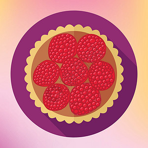 生命之果覆盆子草莓蛋糕甜点最佳视图插画