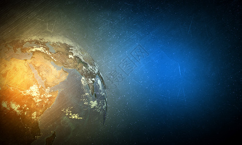 带光亮的地球地球世界蓝色行星背景图片