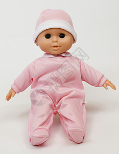 婴儿娃娃女孩们衣服孩子童年粉色玩具背景图片