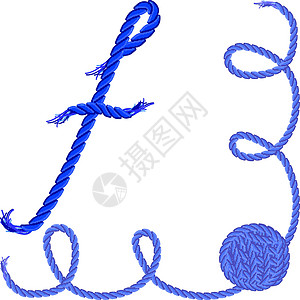 编织绳子字母 F 字母字体矢量 - 线 绳 电缆设计图片