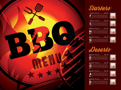 设计 BBQ 菜单插图传单烧烤烹饪创造力小册子派对食物标签餐厅背景图片