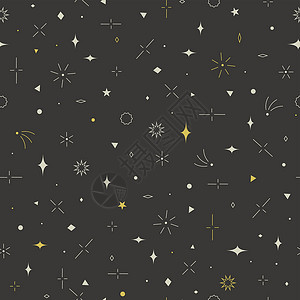几何无缝图案 金色 灰色和米色褐色装饰品彗星墙纸菱形金子星星线条圆圈背景图片