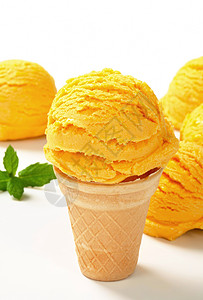 细胞冻存水果冰淇淋果柠檬团体味道勺子黄色菠萝橙色甜点食物库存背景