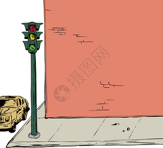 红绿灯卡通角背景插图上的站点灯背景