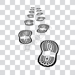 跑步的脚切入背景上的鞋子打印黑色运动鞋白色脚印烙印痕迹远足运动踪迹检查插画