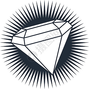 钻石宝石石头白色圆圈水晶插图奢华珠宝收藏插画