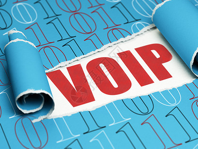 voip网络设计概念 红文字 VOIP 在撕破纸下面背景