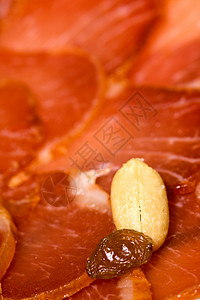 Iberian 猪肉肠营养猪肉腰部花生食物美食背景图片