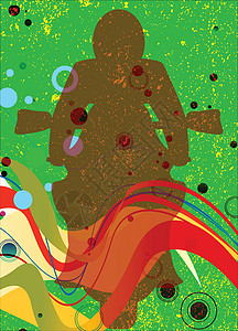 爵士骑车人背景蓝调海报剪影插图绿色爵士乐俱乐部背景图片