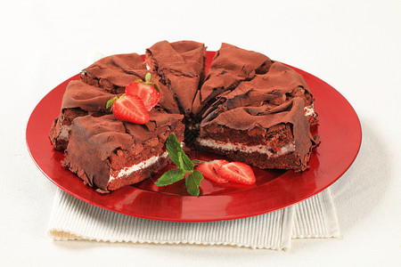 巧克力蛋糕奶油傻事香草甜点美食配料盘子水果蛋糕食物背景图片