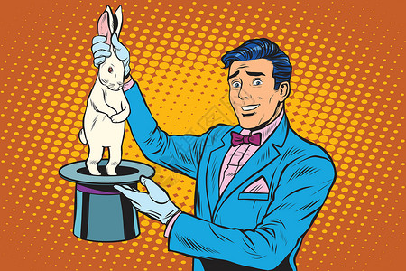 兔子魔术师魔术师把戏拉比插画
