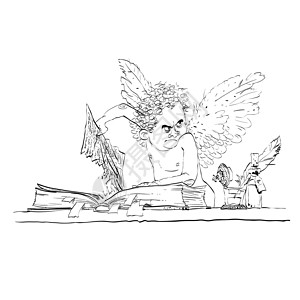 天使官僚从书中取出一页背景图片