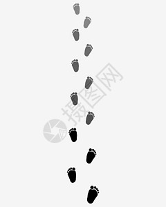 裸脚童年巴布的足迹人行道烙印脚步男人墨水身体童年环境解剖学黑色插画