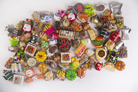 小型食品磁铁厨房黏土创造力艺术乐趣木头造型食物收藏冰箱背景图片