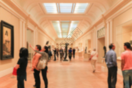 纽约大都会艺术博物馆博物馆的模糊背景陈列柜建筑手表大厅艺术男人展览展示女士游客背景
