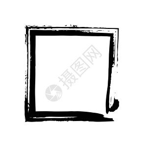 方框画笔矢量 grunge 油漆水彩在边界黑色长方形刷子正方形印迹墨水框架水粉中风背景图片