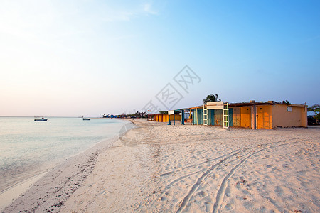 在加勒比海阿鲁巴岛的阿鲁巴岛上的老渔民小屋背景图片