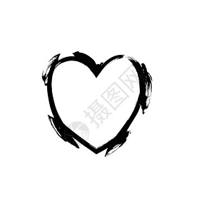 心形符号爱矢量 blac情人浪漫黑色刷子墨水水粉情怀艺术边界水彩背景图片