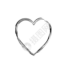 心形符号爱矢量 blac边界浪漫刷子情怀黑色水彩婚礼情人艺术水粉背景图片