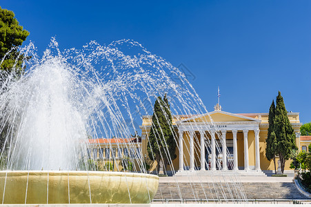 雅典娜喷泉希腊雅典的福音旅行建筑学国家柱子建筑大厅中心纪念碑历史背景