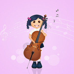 小女孩玩大提琴背景图片