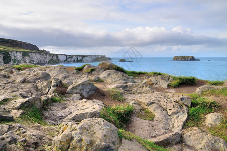 喀瑞克雷德旅游绳索悬崖蓝色海岸绿色海景全景海洋岩石高清图片