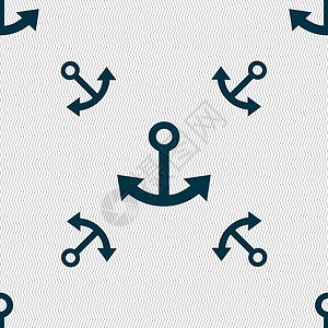 锚图标标志 具有几何纹理的无缝模式 韦克托金属黑色安全航海海洋黑与白古董插图背景图片