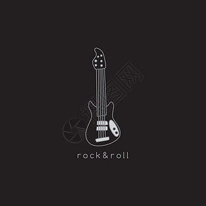 电吉他标识白色海豹艺术徽章岩石乐器旋律声学插图细绳背景图片