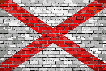 阿拉巴马州在砖墙上的旗帜插画