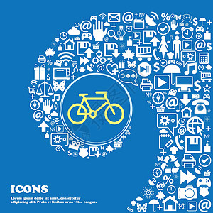 自行车标志符号 漂亮的一组漂亮的图标扭曲成一个大图标的中心 韦克托背景图片
