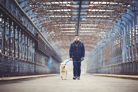 男人皮带男人和狗狗在一起活动最好的朋友成人旅行友谊皮带动物犬类远足忠诚背景