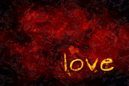 爱与心黄色红色黑色背景图片