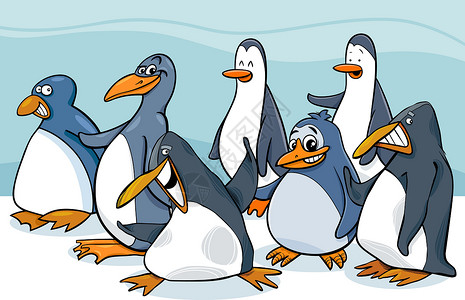 企鹅类卡通漫画背景图片