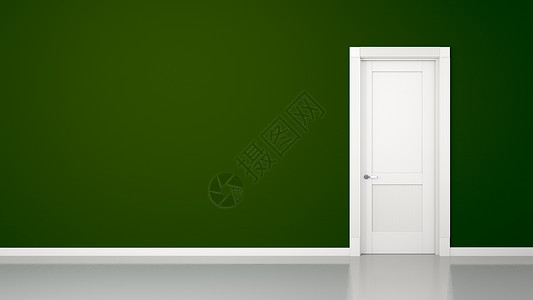 绿墙和门背景背景图片