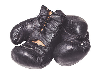 旧拳击手套黑色运动戒指白色活动耐力拳头侵略盒子竞赛背景图片