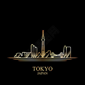 日本东京大视黑色背景的东京金月光图设计图片