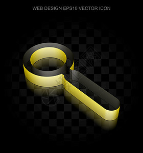 网络设计图标 黄色 3D 搜索由纸张 透明阴影 EPS 10 矢量组成背景图片