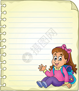 背包包的女孩与女学生的笔记本页面设计图片