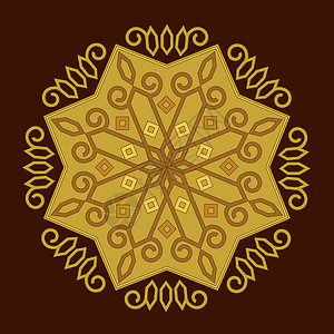 金色装饰元素曼陀罗装饰品刺绣边界太阳打印奖章绘画插图蕾丝圆圈背景图片