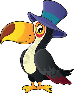 帽子上的鸟带有帽子主题图像1的 Toucan插画