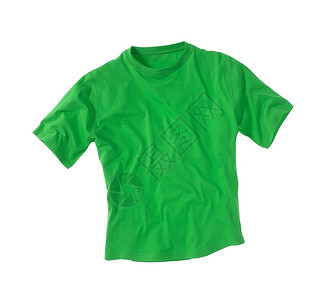 白色背景孤立的绿色T恤衫衬衫衣服背景图片