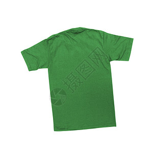 白色背景孤立的绿色T恤衫衣服衬衫背景图片