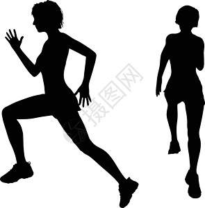 亚军剪影跑者赛跑者跑步女士女性跑步者训练运动插图白色背景图片