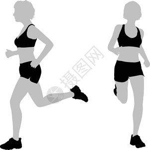 亚军剪影运动女士插图白色女性训练赛跑者跑者跑步跑步者背景图片