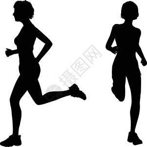 亚军剪影跑步者赛跑者跑者插图女士跑步白色女性运动训练背景图片