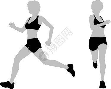 亚军剪影跑步赛跑者女士运动白色训练插图跑步者跑者女性背景图片