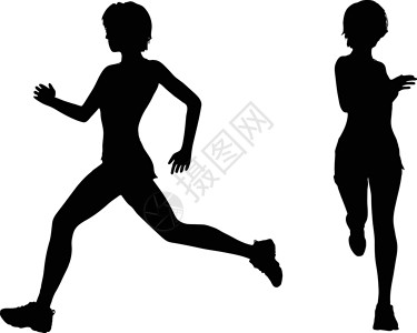 亚军剪影白色运动跑者跑步者赛跑者训练跑步女性插图女士背景图片