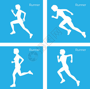 亚军剪影女性女士跑步者插图赛跑者运动跑者跑步白色训练背景图片