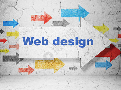 Web 设计概念箭头与 Web 设计上垃圾墙背景背景图片